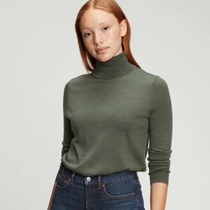 GAP 100% Merino Wool Turtleneck Sweater Green